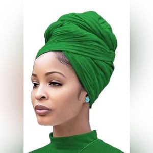 Brilliant Green Stretch Turban African Head Wraps Scarf Soft for Locs Braids